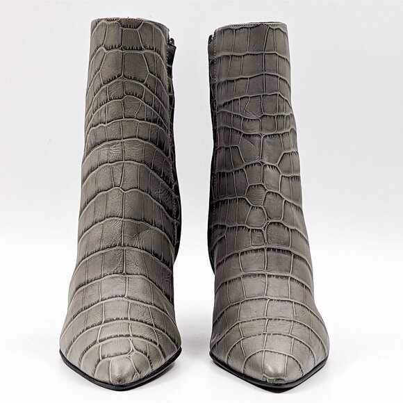 Freda Salvador Women Fia Croc Embossed Pointy Toe Heeled Leather boots size 8.5 - Picture 2 of 10